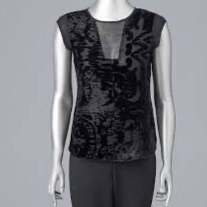 Simply Vera Vera Wang Black Graphic Cap Sleeve Blouse